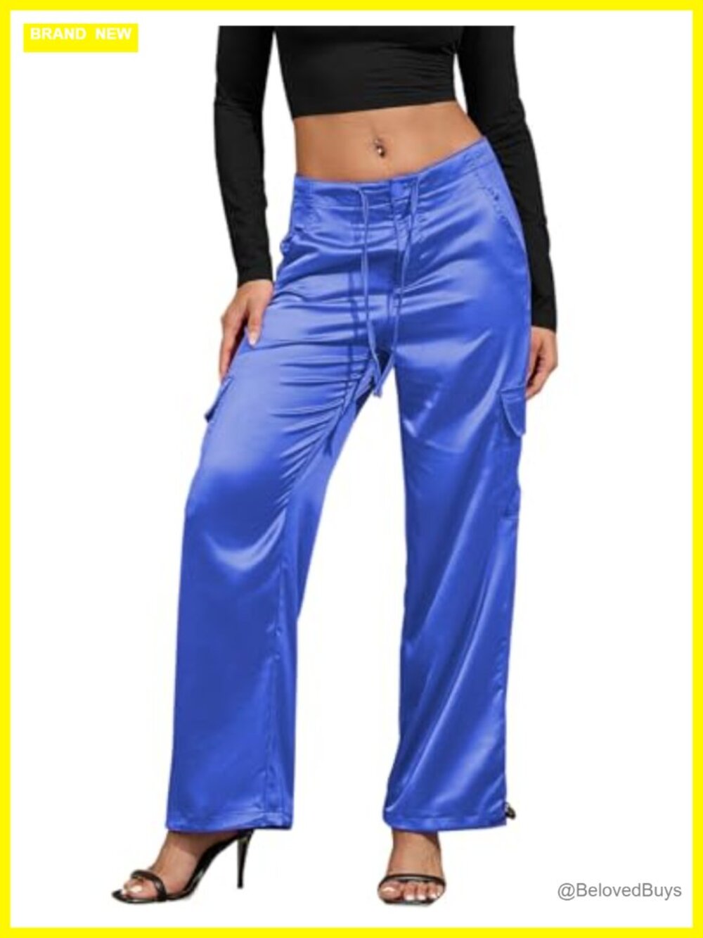 Satin Wide Leg Cargo Pants Low Rise Drawstring Joggers Going Out Concert Outfits